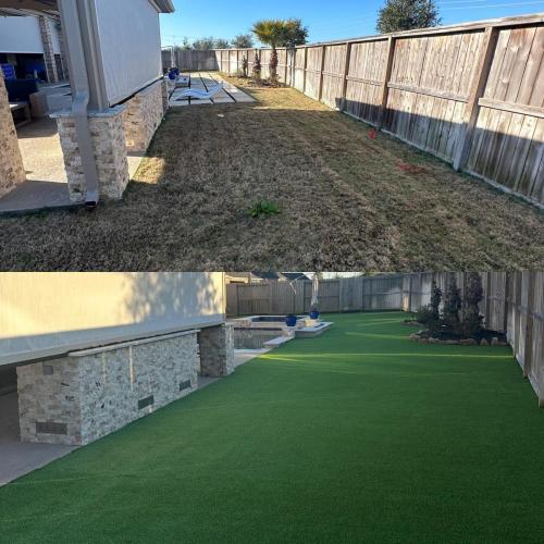 Before & After turf project. The Reserve at Clear Lake Subdivision, Friendswood. 