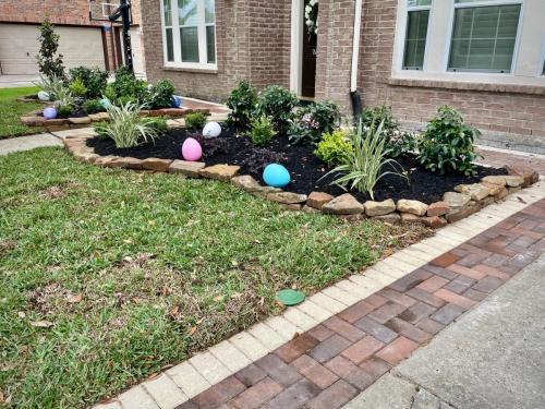 Paver project, stone border, hardscapes. Brittany Lakes, league city. 