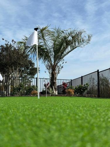Turf design, putting green, backyard turf, rymar turf. Turf project. Magnolia Creek Subdivision, League City. 