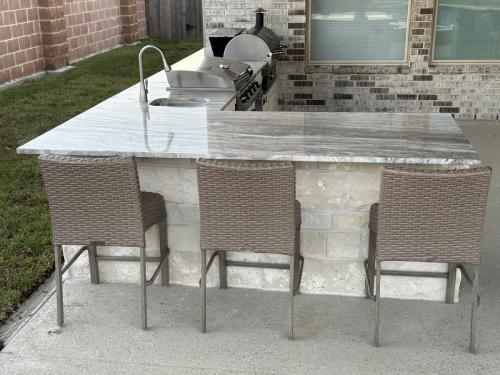 Outdoor kitchen, grilling, backyard kitchen, custom patio. Westwood Subdivision, League City.